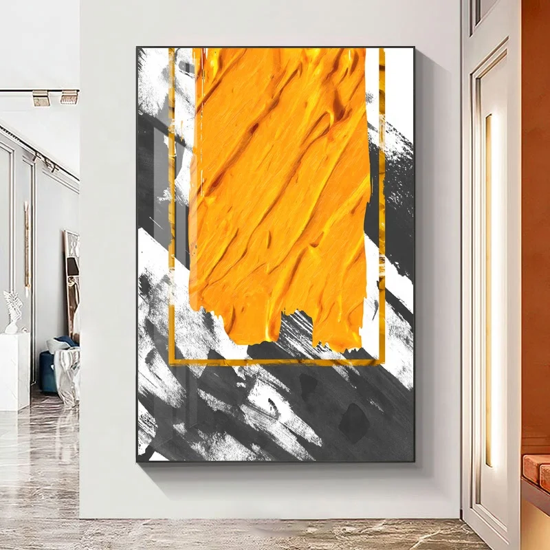 Porch decorative painting Luxury crystal porcelain painting abstract line wall art