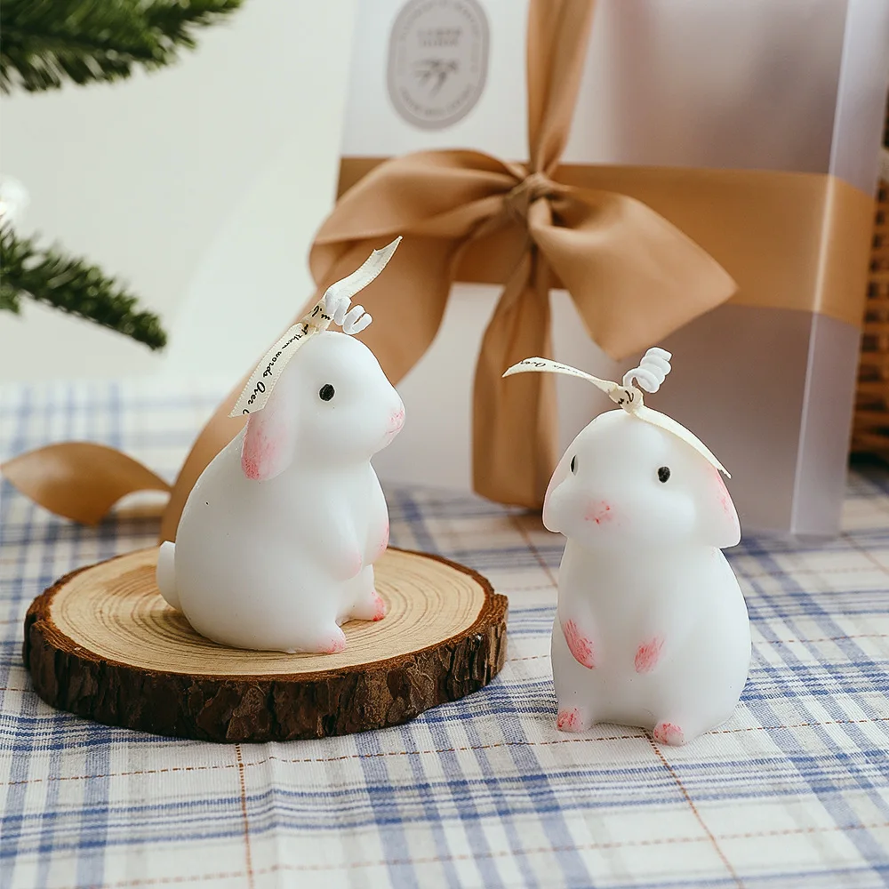 Hot Selling Cute Cartoon Decorative White Animal Rabbit Shape Scented Candle Indoor Room Scented Candle