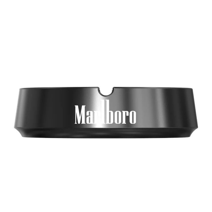 11cm giveaway round black plastic ashtray with customized logo