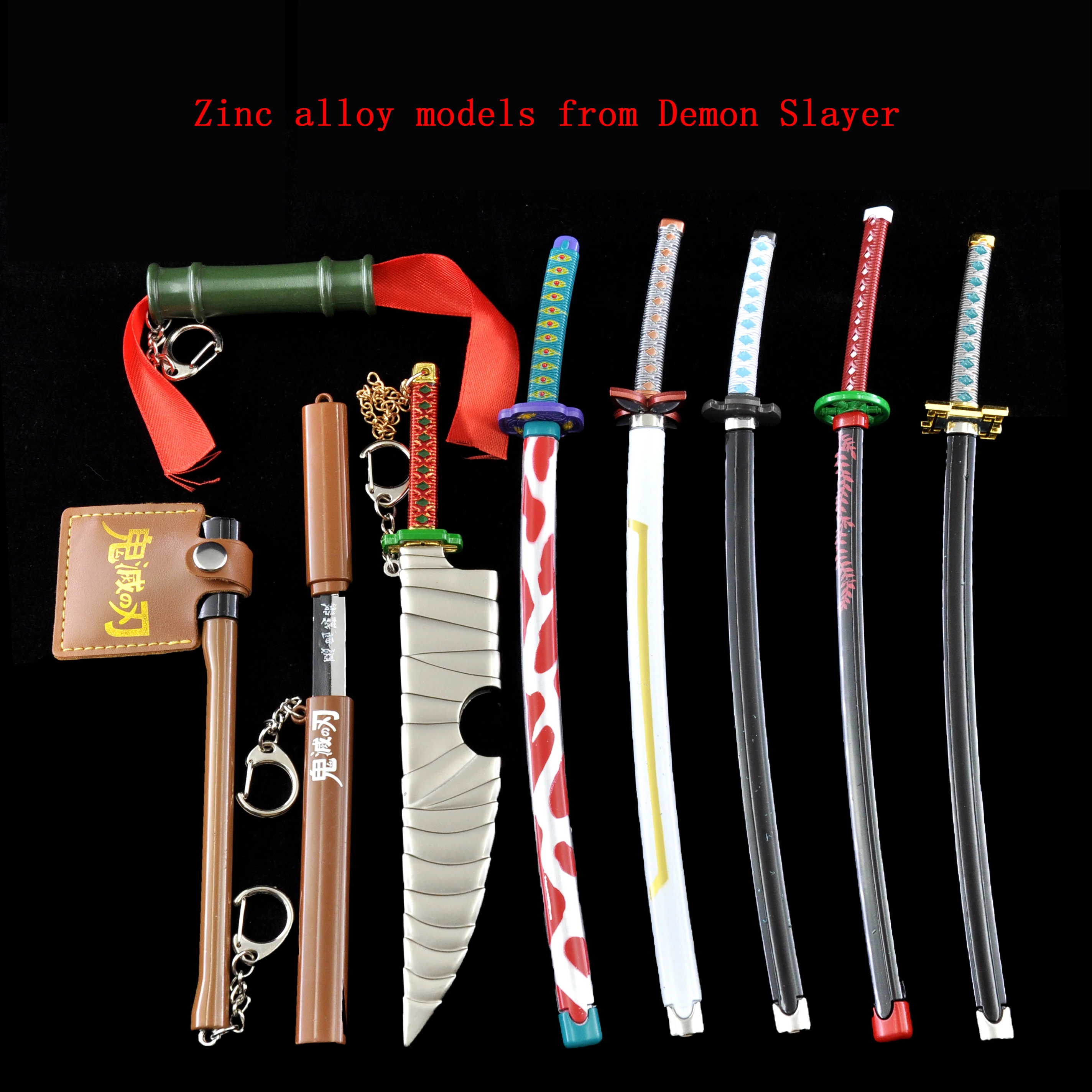 Wholesale Excellent Metal Demon Slayer Kamado Tanjirou Axe Weapon Model with Leather Case
