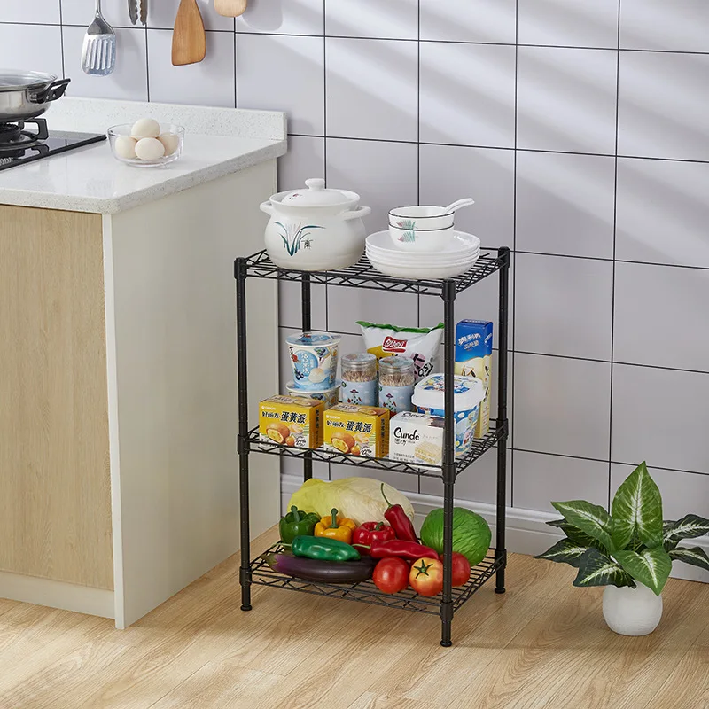 new multifunctional metal wire shelving units living room removable Storage racks Adjustable kitchen 3 layer Organizer holder