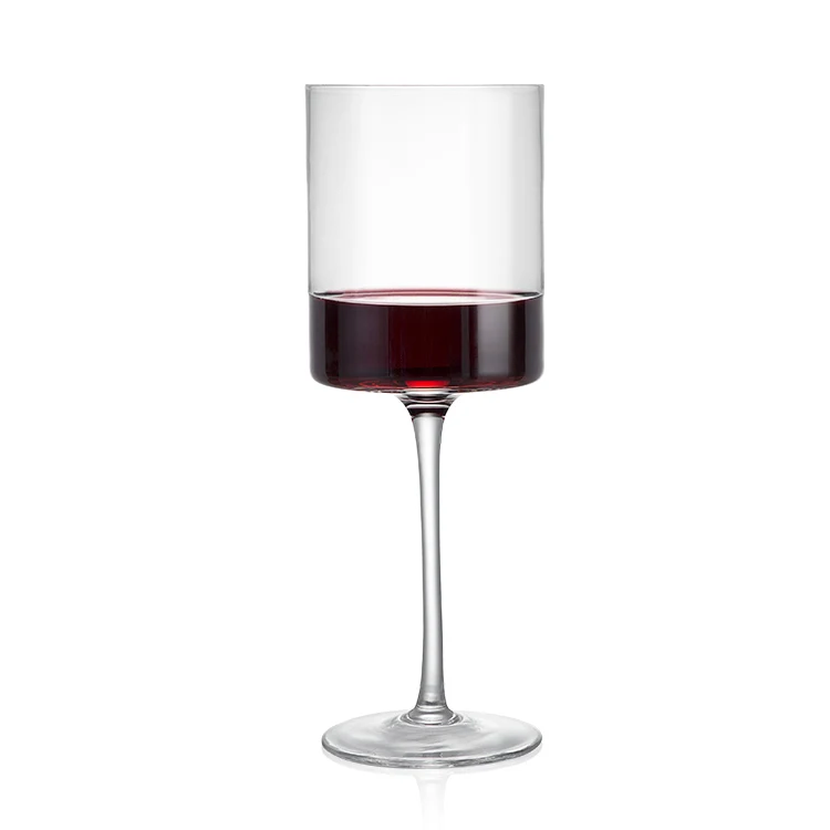 Hand Blown Long Stem Crystal Unique Drink Ware Square Vintage Red White Wine Goblet Cups Gin Glassware Dessert Glass Glasses Set