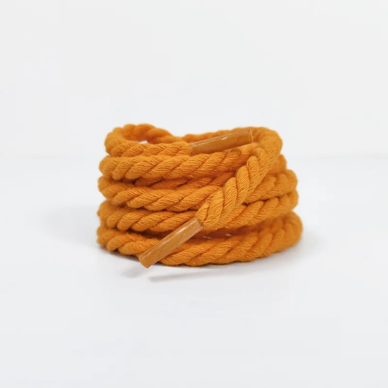 custom 100% nature color  2 strands 6mm Cotton Braid Shoelaces twist rope rope  shoe laces