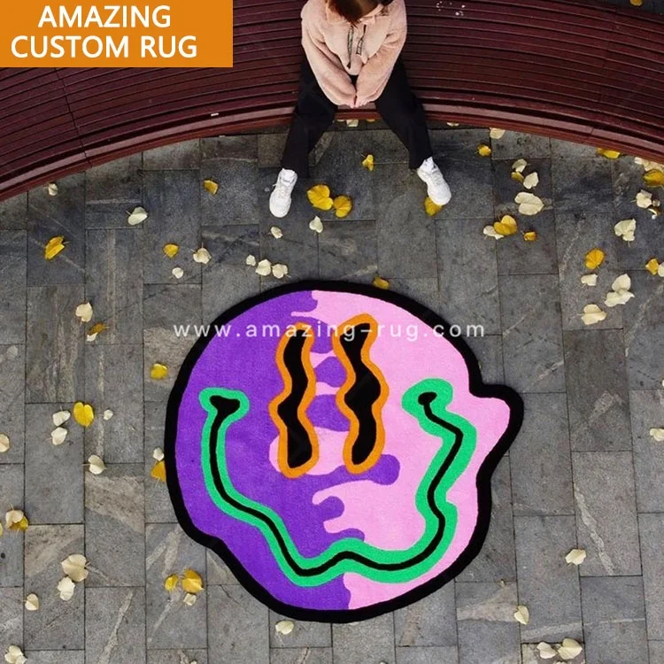 Manufacturer Designer Custom Pink Irregular Shape Design Shaped Rugs Logo For Your Own Floor