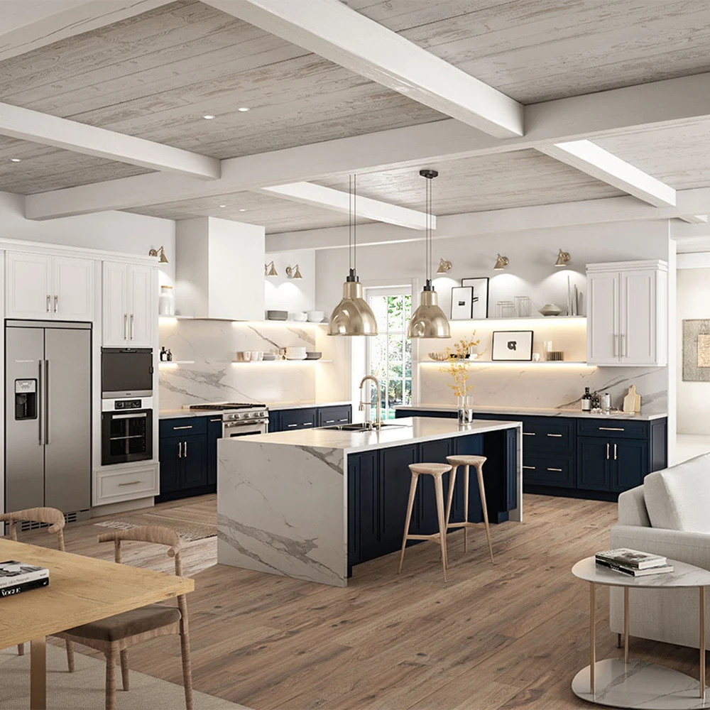 Modern Shaker Solid Melamine MDF Plywood RTA Kitchen Cabinets American Standard PVC Door Sink Panel Building Projects Wholesale