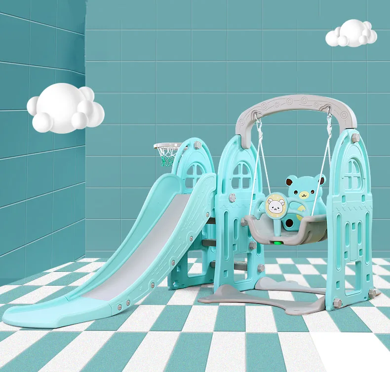 Cheap Children Mini Home Game Toys Folding Custom Plastic Indoor Kids Slides and Swing Set