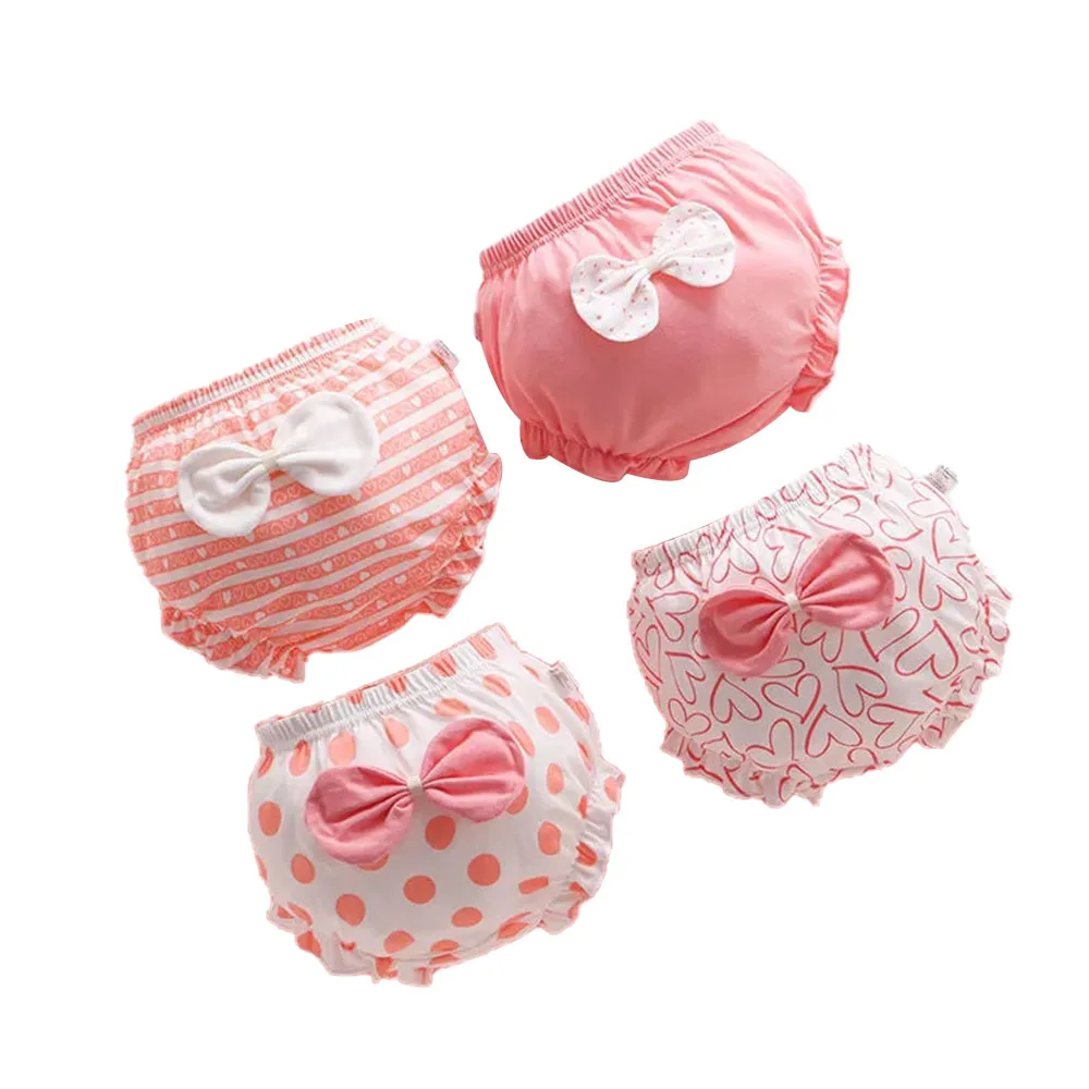 Bear Leader 4Pcs Baby Girls Underwear ComfortSoft Waistband Boxer Briefs Cotton Panties Cute Panties Polka Dot Stripe Underwear
