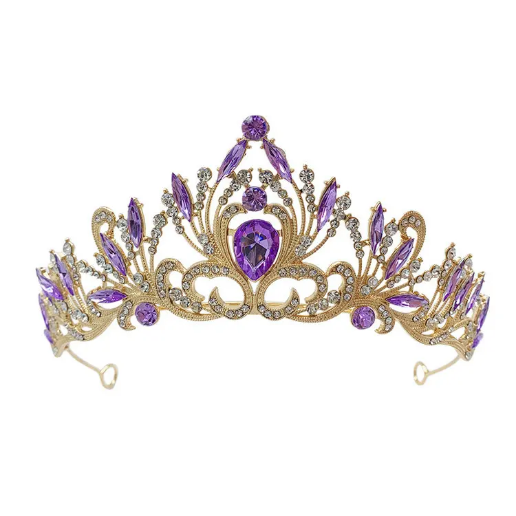 QS European and American bride crown rhinestone headpiece Baroque black retro simple beauty pageant crown wedding accessories