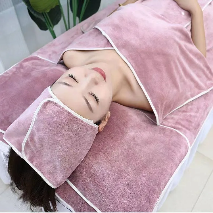 Custom 400GSM Microfiber Spa Bed Towel Bath Hair Salon Beauty Spa Towel 70*140CM Set