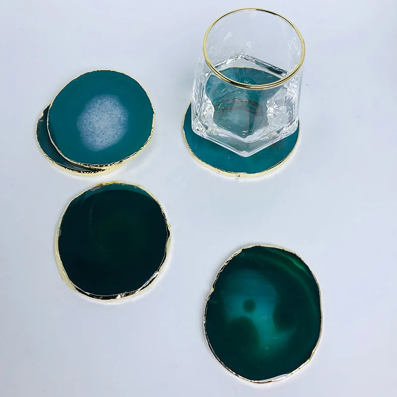 2023 Ins Home Decor Natural Shape Agate Slice Coaster Set Large Agate Coaster