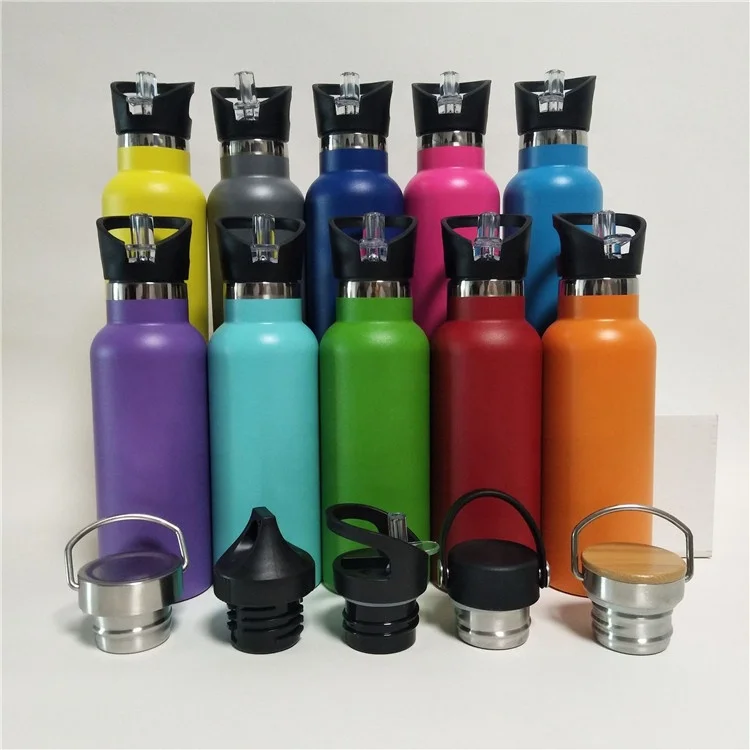 custom 350ml 500ml 600ml 750ml 1000ml double wall stainless steel water bottle  sport bottle for outdoor with lid