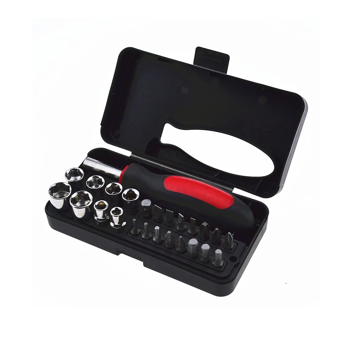 New packing of Precision Screwdriver  Ratchet Set with bits sockets, plastic case,Slotted/Phillips/Torx/Bits