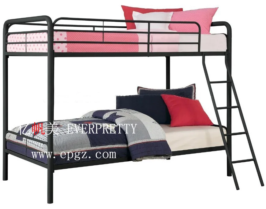Everpretty Dormitory Steel Metal Bunk Bed with Two Big Cabinets