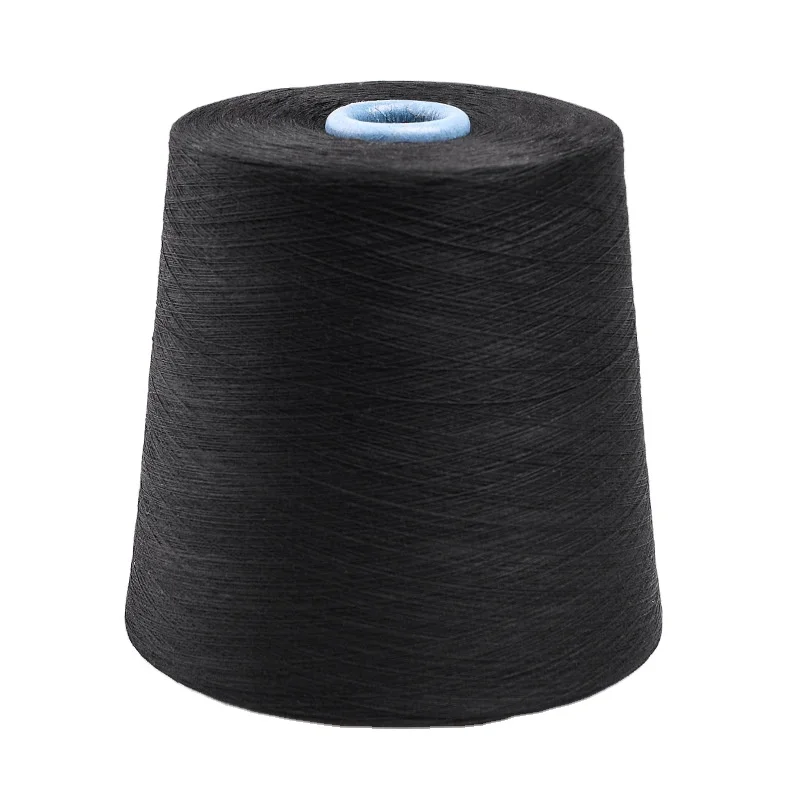 2024 BLACK/WHITE  NO MOQ close virgin-AA quality 100%  polyester spun yarn 16S/2