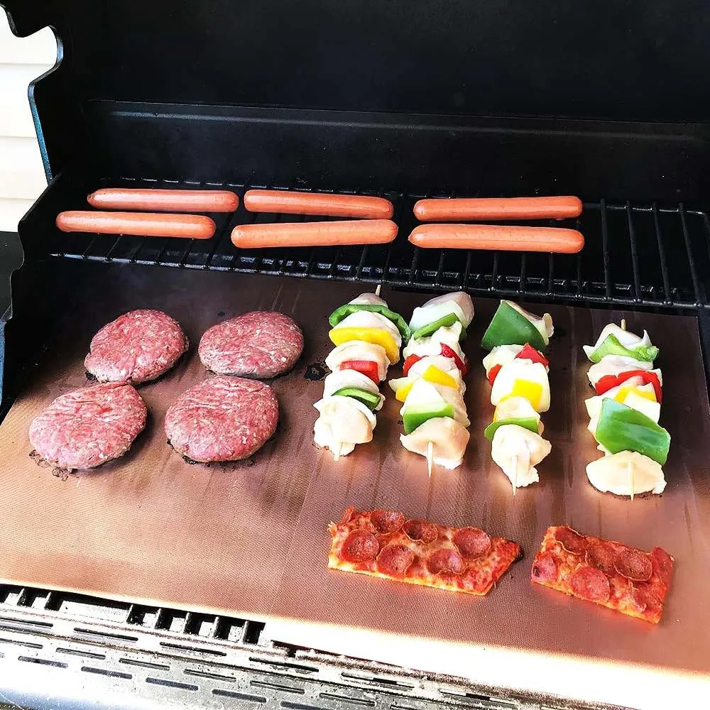 Outside bbq kitchen ptfe bbq disposable grill  mats tabletop bbq grill mat