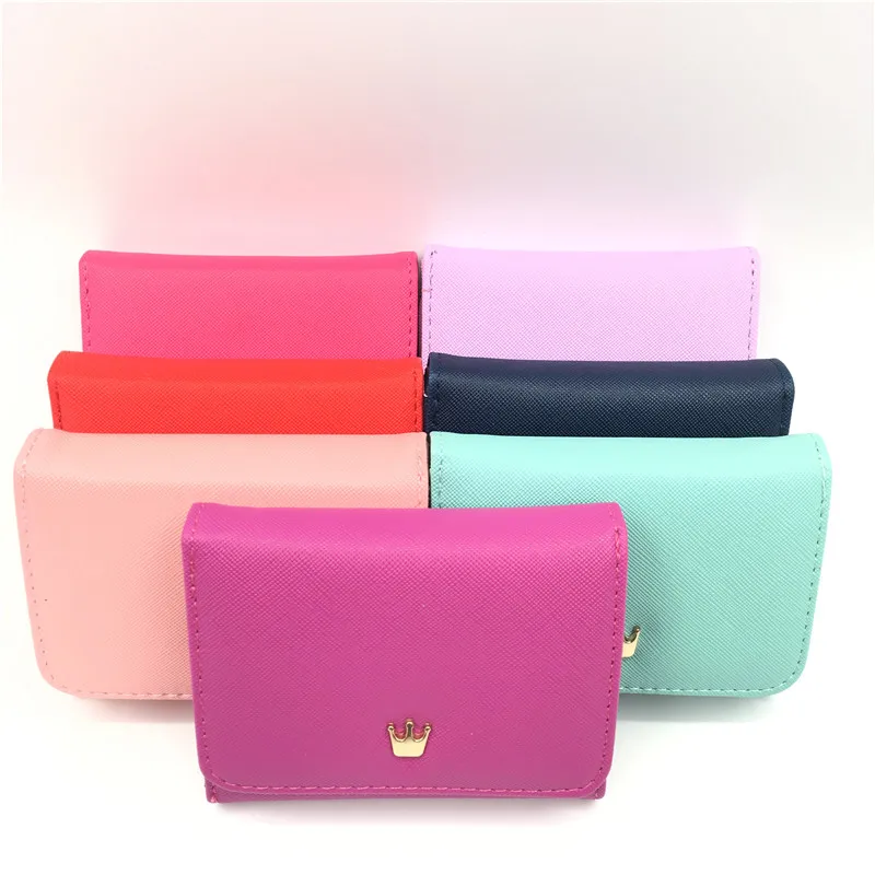 Lady Wallet Women  Crown Decorated PU Leather Money Purses Small Fold  Female Coin Purse Card Holder