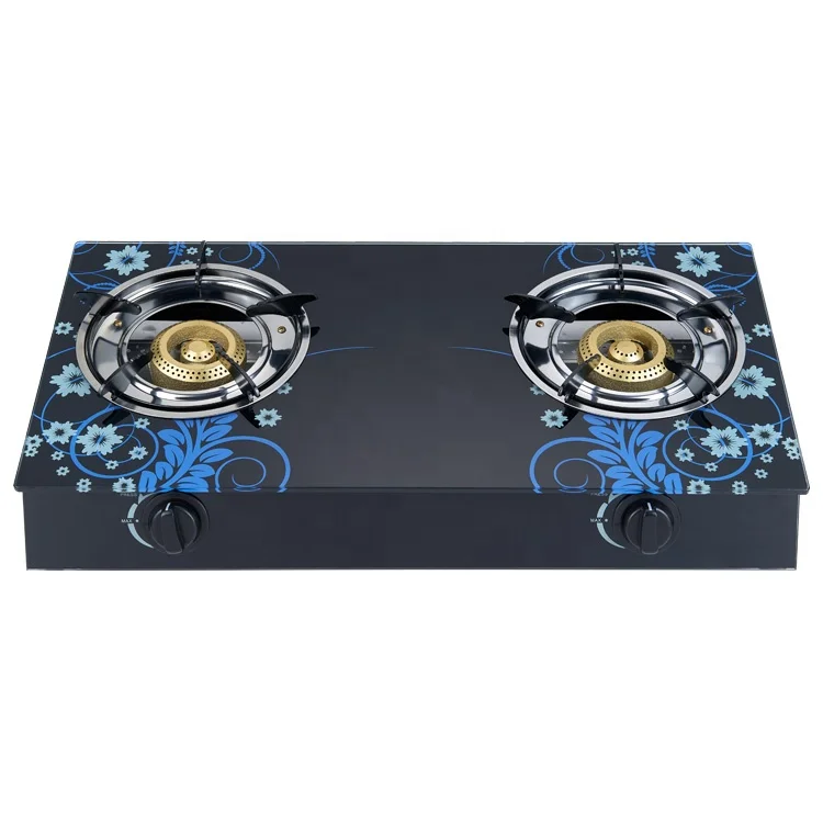 Коллекция 2020 года, Автономная электрическая газовая плита из черного стекла с 2 горелками для дома и ресторана