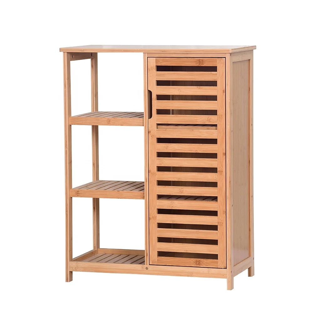 Home Decor Multipurpose Bamboo Storage Cabinet for Kitchen, Living Room Bathroom Floor Cabinet