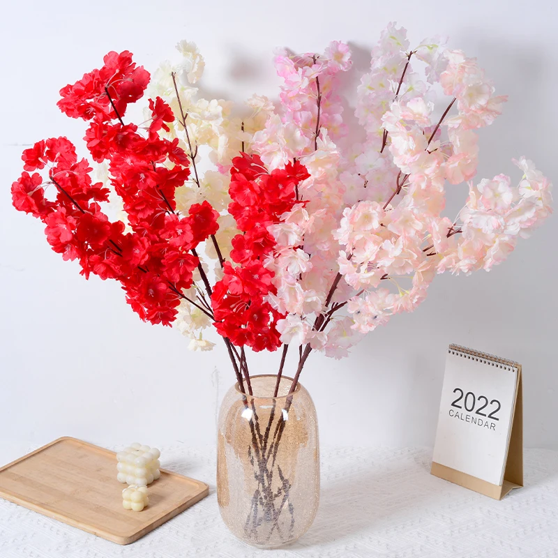 Factory directly supply 3 branches cherry blossom  home hotel  wedding decoration high quality