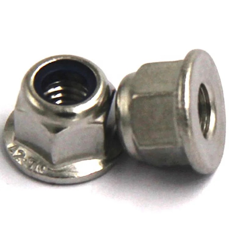 304 ANSI long flange nylock nut stainless steel hex nylon nut 1/4