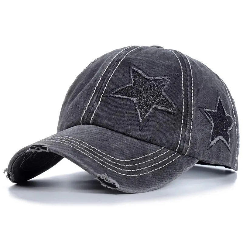 Glitter Star 6 panel baseball caps hats, adjustable cotton caps multiple color
