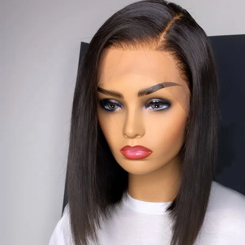 Good Looking 10 Inch 12 Inch Bob Short Brazilian 100% Human Hair Full lace Wig With Bangs