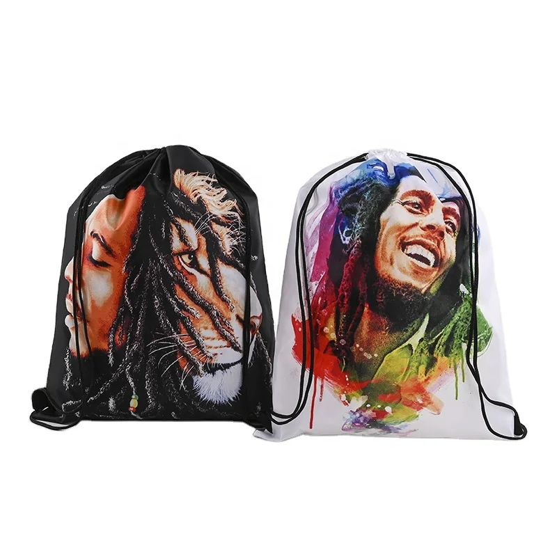 Hot Sale Customized Bob Rasta Photo Fashion Backpack Drawstring Gift Bag