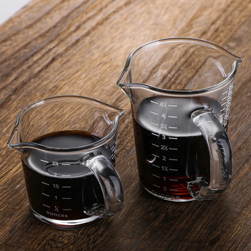 Double Spouts  Espresso Shot Glass Liquid Measuring Cup Milk Triple Pitcher For Coffee