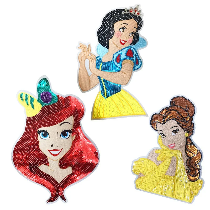 New cartoon Mermaid Princess patch girl Sequin patch DIY clothing accessories shoes and hat accessories embroidery decals