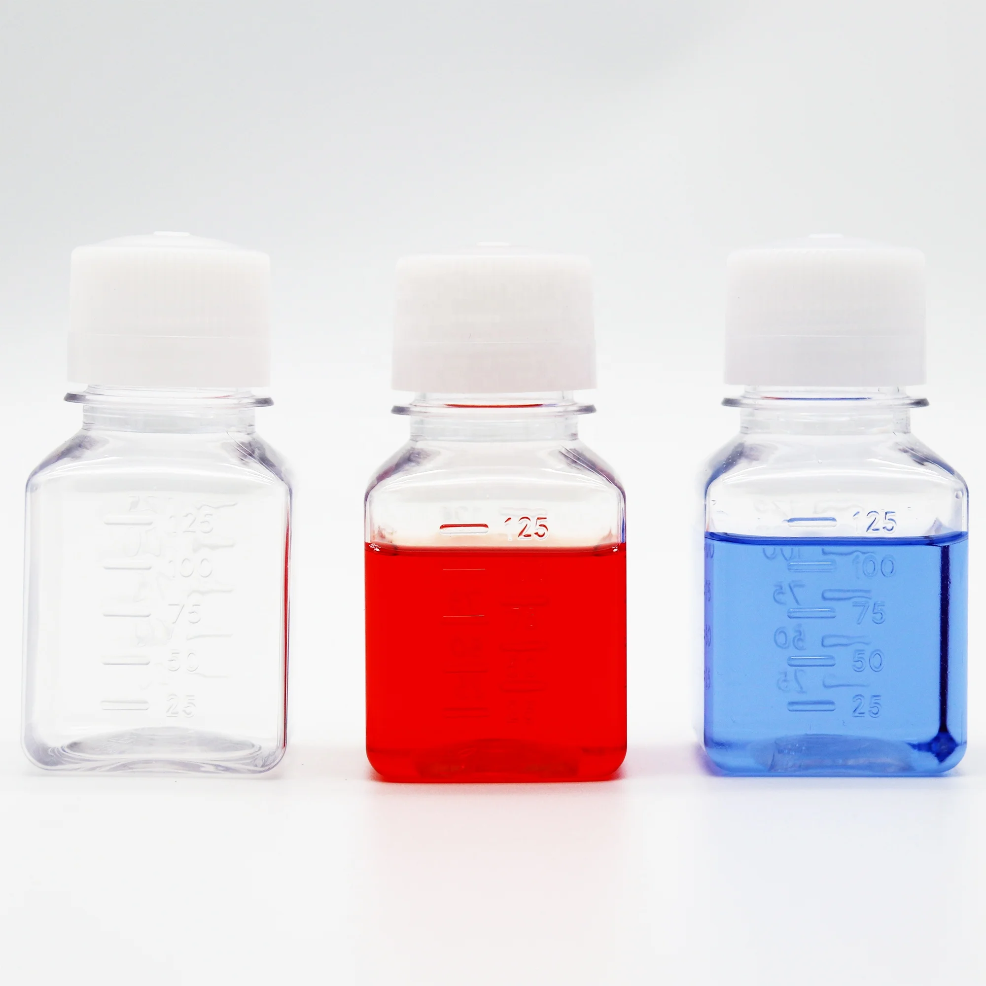 G0125 sterile Clear Square Serum Bottles 125ml petg plastic media bottle 30ml 50ml 60ml 250ml 500ml 1000ml