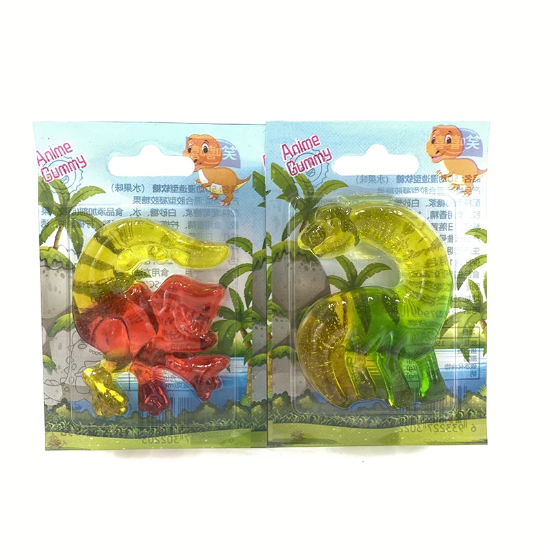 wholesale OEM halal 5D dinosaur animal shape gummy candy sweets  fruit gelatin gummy candy jelly soft candy for Kids