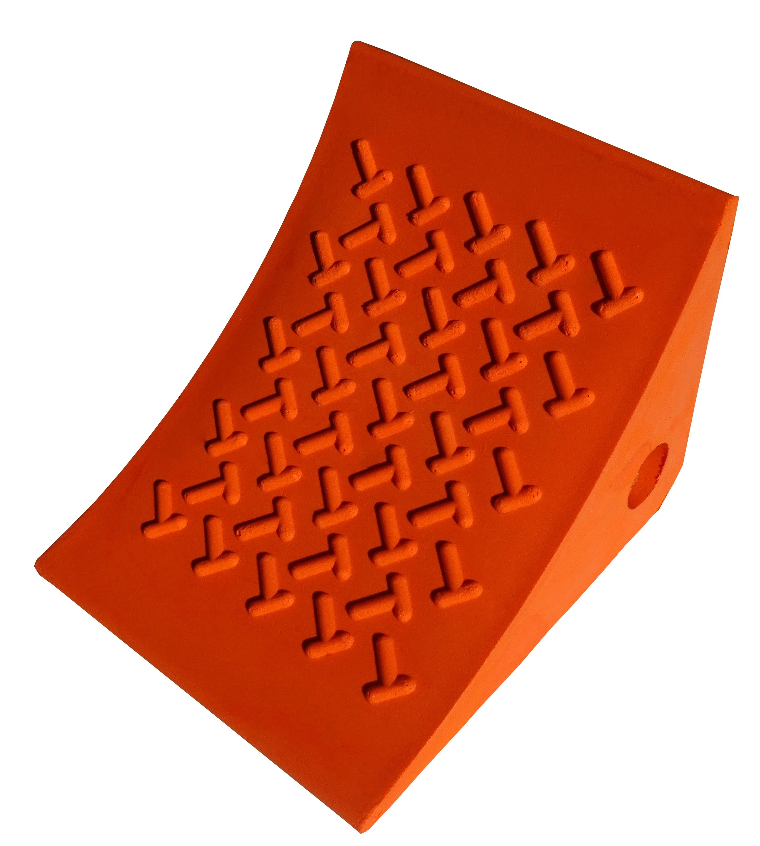 Orange PU Safety Urethane Wheel Chock For 5 Tons UWC01 Light Weight Car Trailer Truck Wheel Chocks