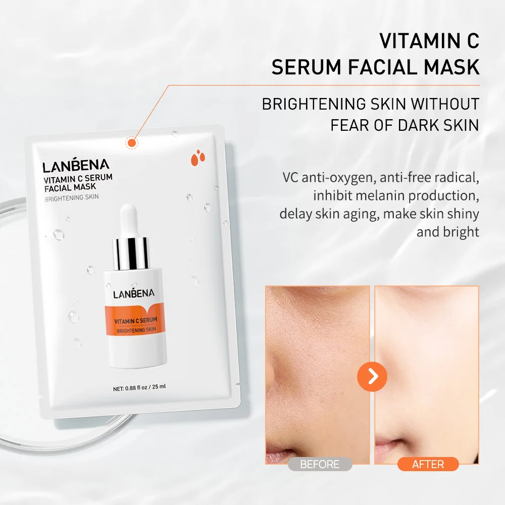 LANBENA Wholesale Oligopeptide Hyaluronic Acid Vitamin C 24K Gold Peptide Serum Skin Care Beauty Face Mask Sheet 6 Types