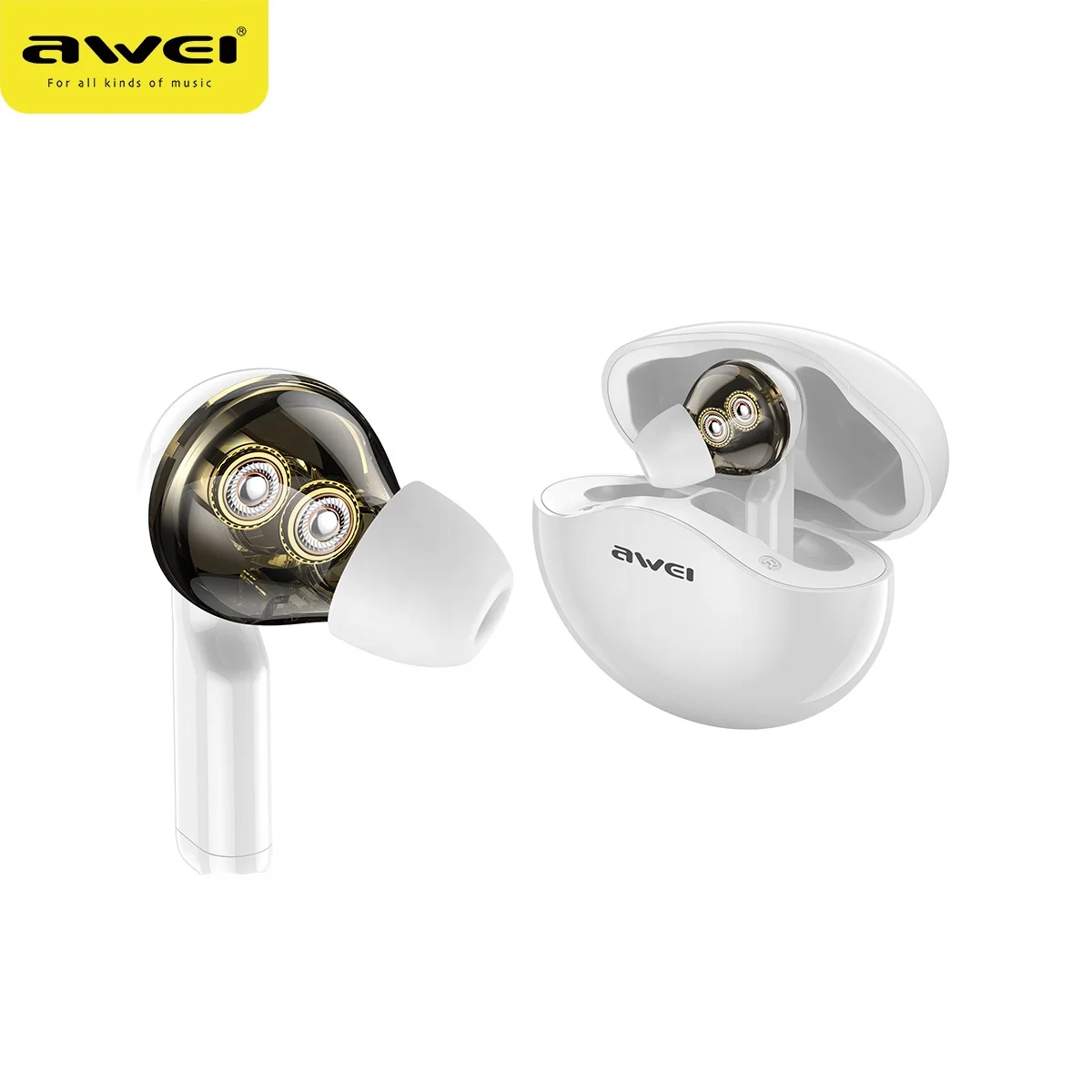 Awei four horns earphone T12 Bluetooth 5.1 Dual drive stereo sound true wireless in ear earbuds