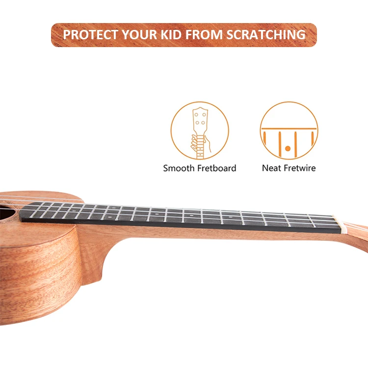 Музыкальный инструмент BESTUS, гитара из массива красного дерева, 24 дюйма, укулеле для концерта