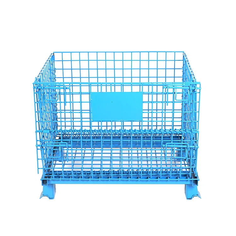 High Quality Industrial Foldable Wire Metal Pallet Cage Folding Stackable Storage Container