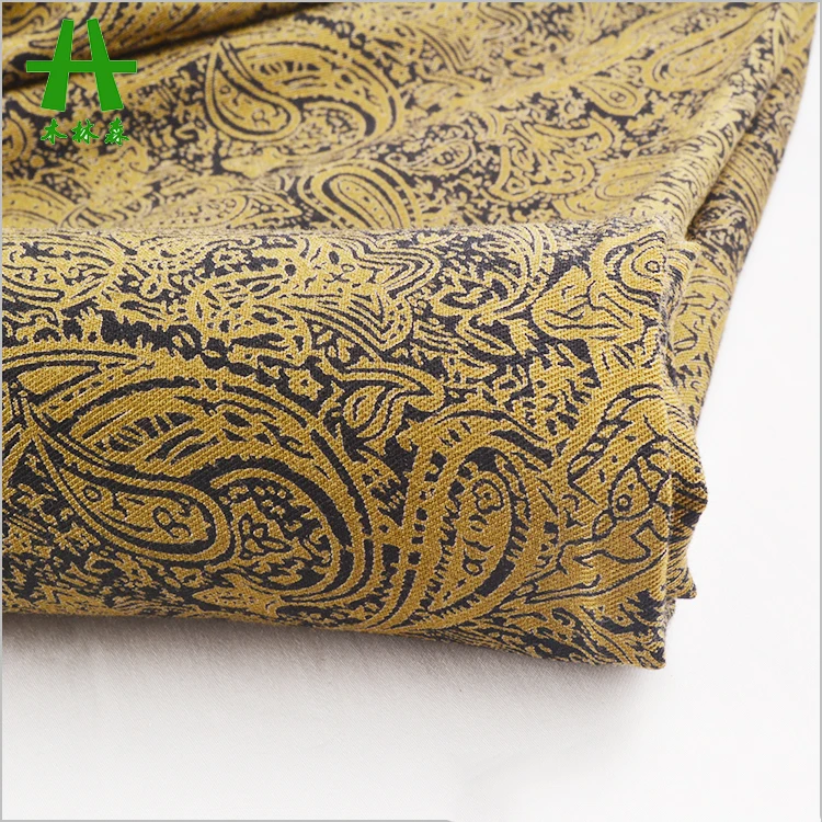 Mulinsen Textile Dyed Ground Discharge Printing Paisley Pattern Woven 30s Viscose Twill Fabric