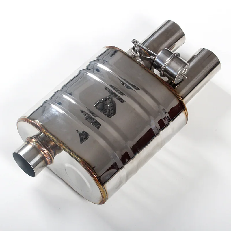 Auto refit exhaust pipe valve 63mm universal car vacuum H style valvetronic muffler 2 outlet exhaust silencer electric valve
