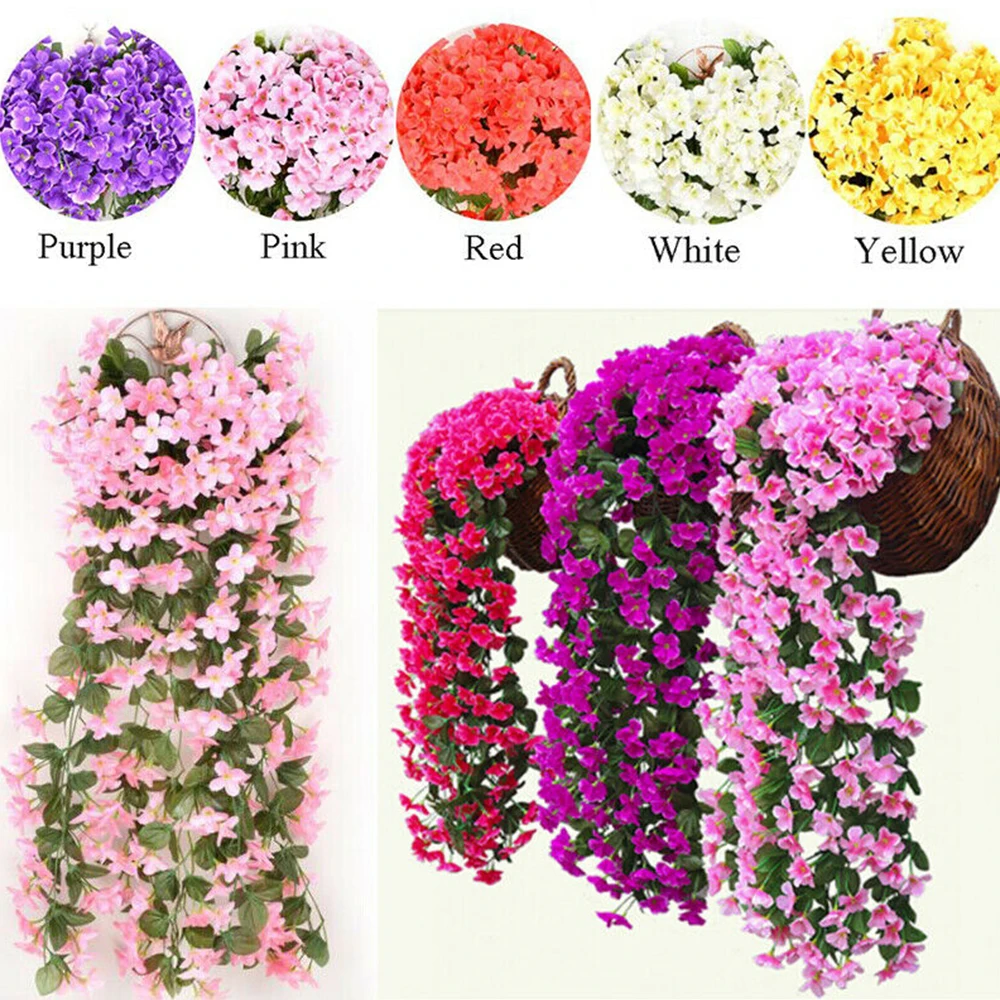 Wall Hanging Violet Artificial Flowers Flower Orchid Silk Vine Home Wedding Party Garden Decoration