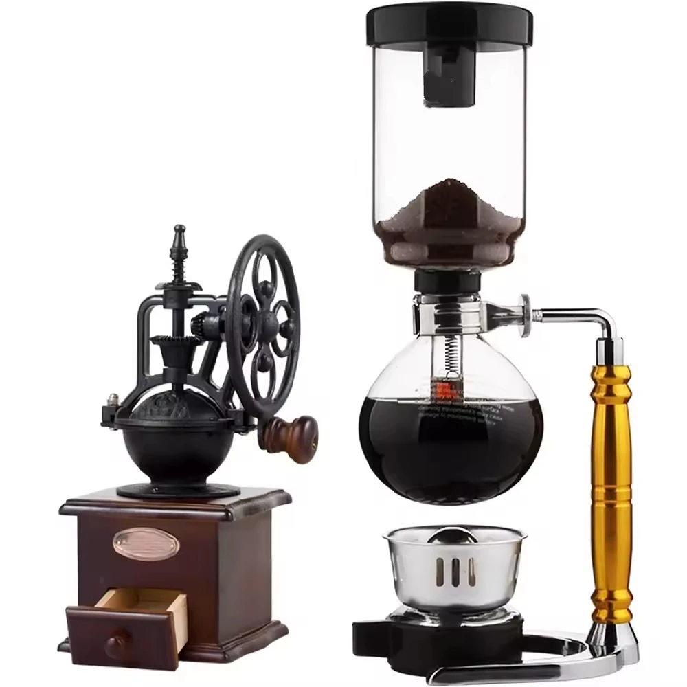 New Design Syphon Coffee Maker Vacuum Coffee Machine with Grinder Filter Easy to clean And operate Home Office Shop Bar