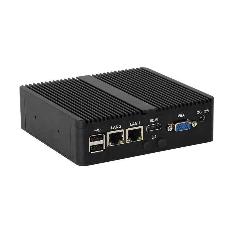 Fanless Mini PC J6412 with  DDR4 2 LAN 2 COM  RS232 RS485 Enclosed Support Windows10/11 Linux