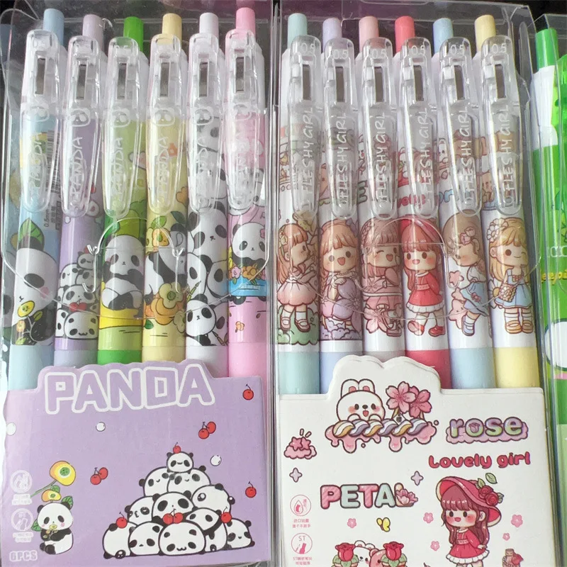 Мультяшная ручка для студентов новая черная пресса 6 коробок симпатичная панда высокий уровень внешнего вида