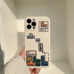Games Style Funny Cover phone case For iphone 12  Lovely Silicone Phone Case Cover with Tetris pattern for iphone X phone cases