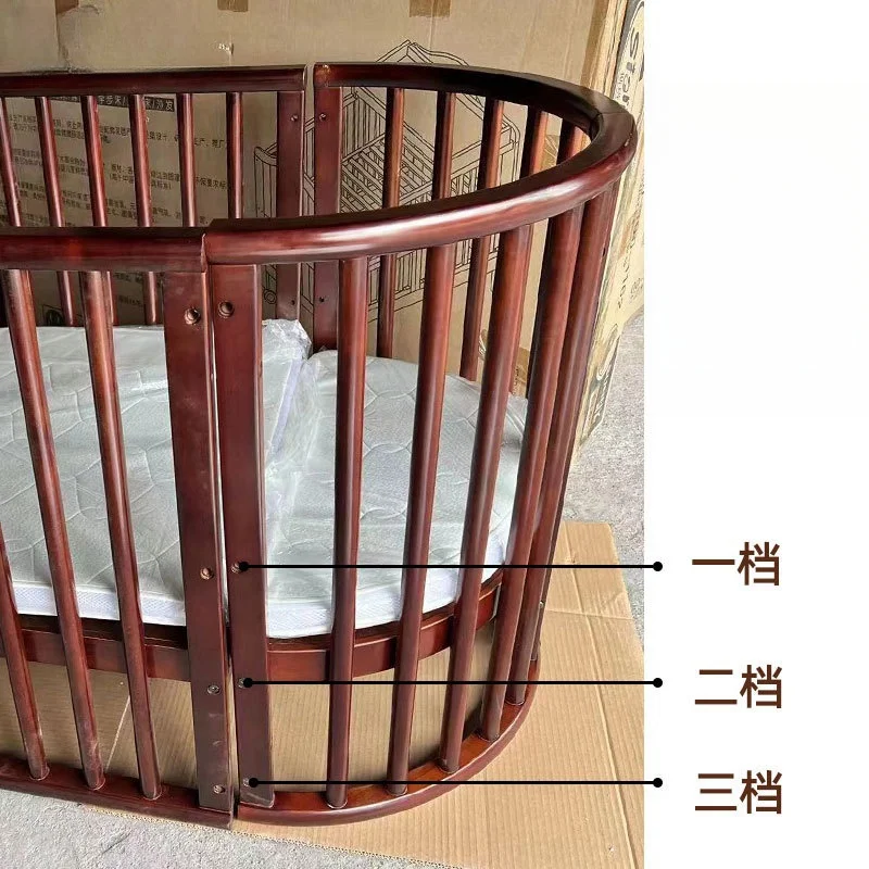 Modern Design Full-Size Baby Cot Bed Solid Pine Wood Multifunctional Foldable Bed Crib for Babies Kids for Bedroom Hospital