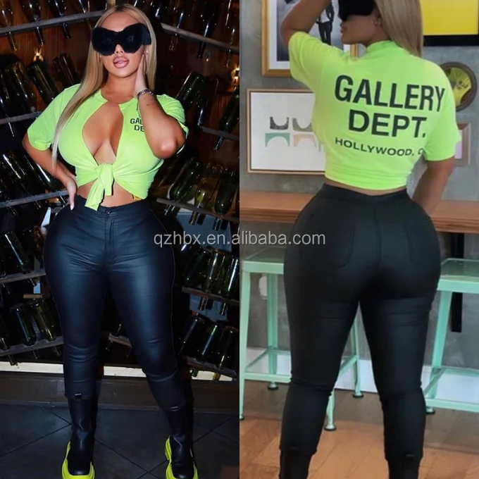 Summer Hot Tops Women Clothing Open Collar Front Split Lace Up Cardigan T-Shirt G.D. Letter Print Short Sleeve Crop Tees Tops