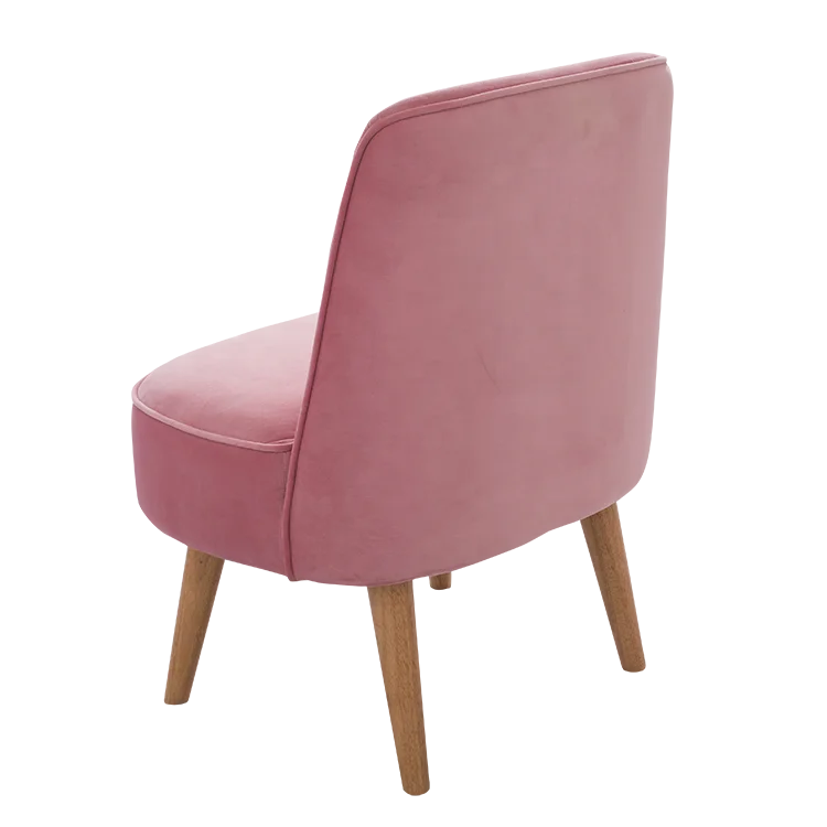 Luxury Modern Single Sofa Living Room Velvet Accent Chair Pink Wood Legs Fabric Chair