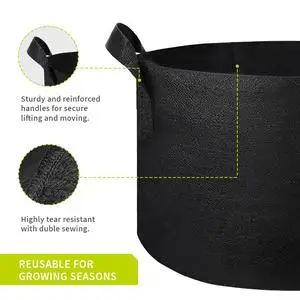 10/20/22/30 Gallon With Window Plant Nursery Fabric Grow Bag Fabric Pot Planting Bag For Garden Or Greenhouse