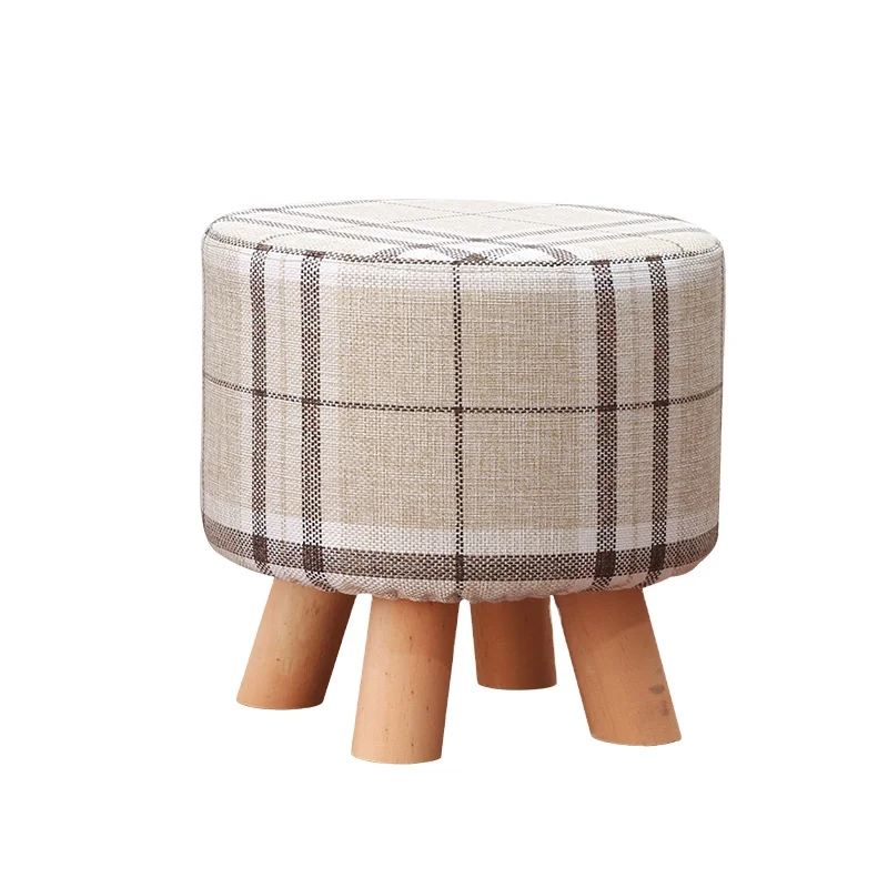 Retro upholstered square ottoman foot fabric padded feet stool 4 leg stands soft cushion sessel