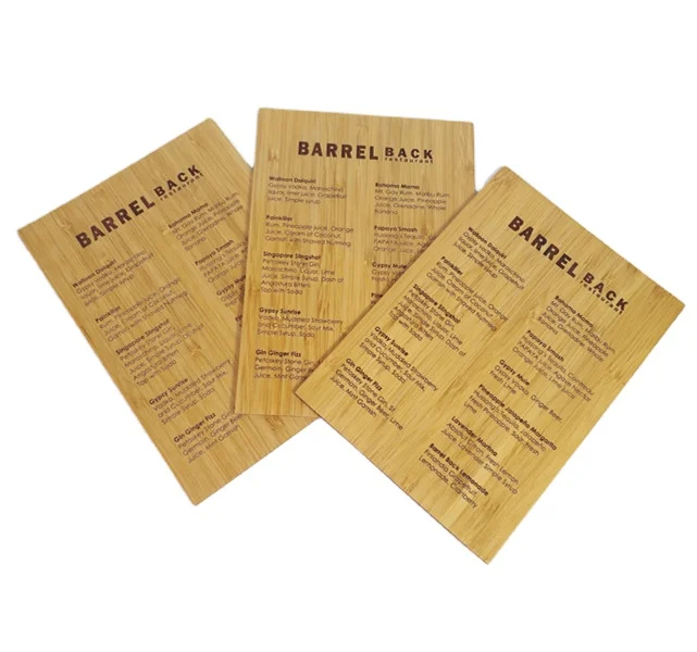 wood board customized bamboo wood menu card