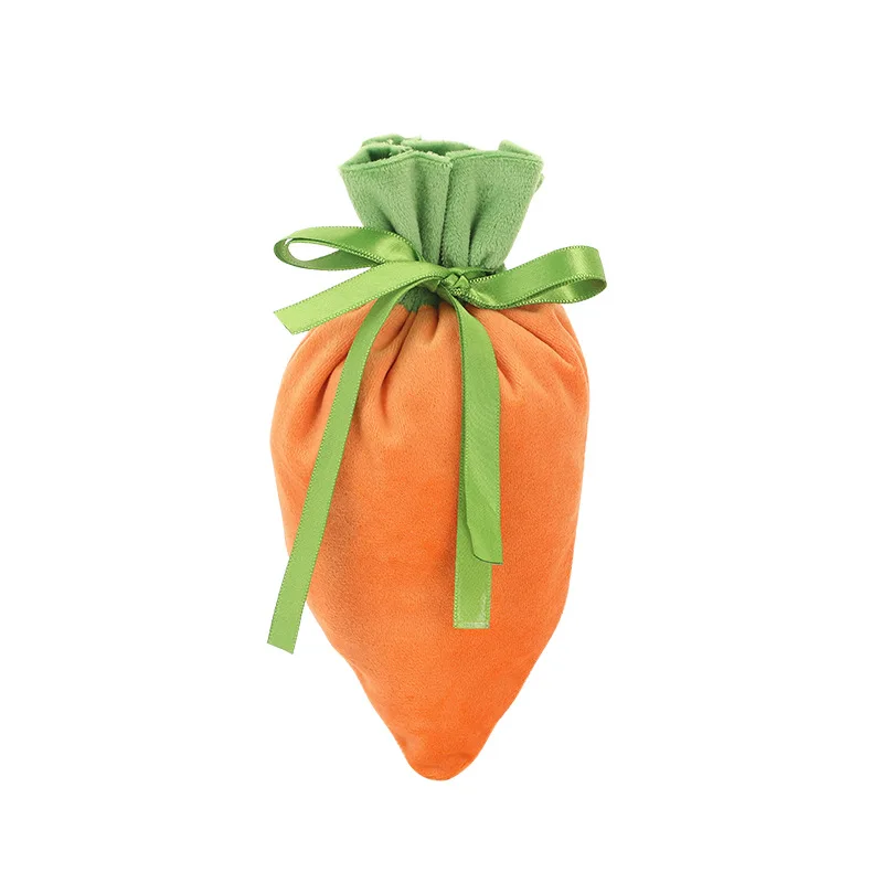 Easter Carrot Drawstring Bags Carrot Shaped Fabric Treat Gift Bags for Spring Easter Basket Stuffers Egg Hunt